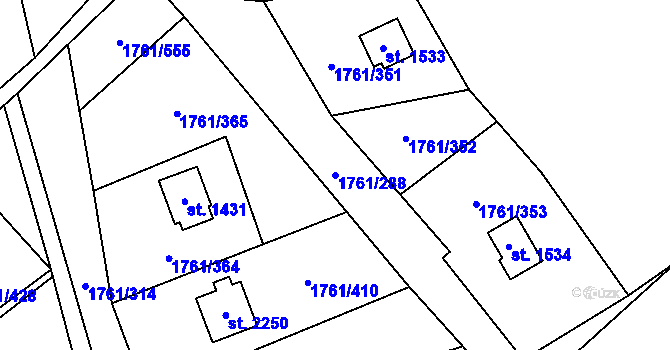 Parcela st. 1761/288 v KÚ Morávka, Katastrální mapa