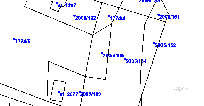 Parcela st. 2005/106 v KÚ Morávka, Katastrální mapa