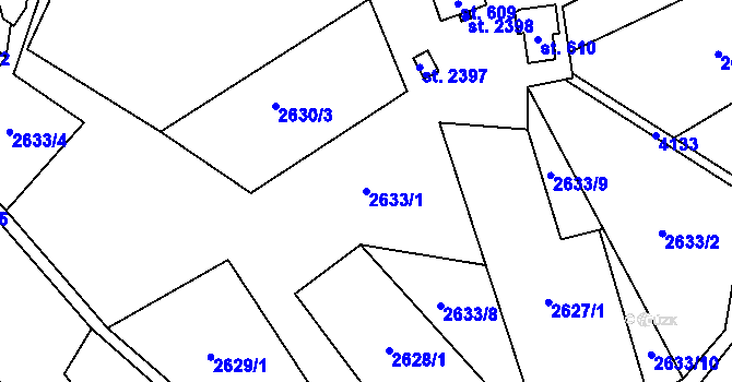 Parcela st. 2633/1 v KÚ Morávka, Katastrální mapa