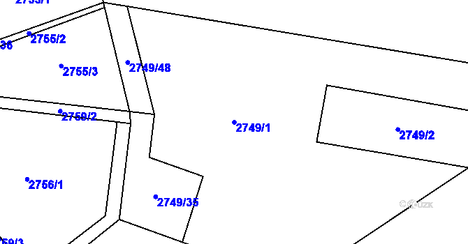 Parcela st. 2749/1 v KÚ Morávka, Katastrální mapa