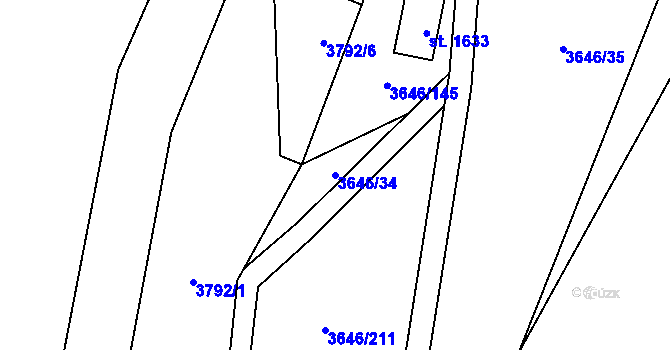 Parcela st. 3646/34 v KÚ Morávka, Katastrální mapa