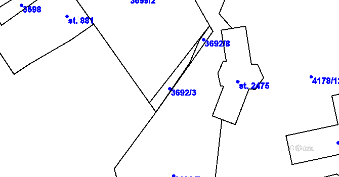 Parcela st. 3692/3 v KÚ Morávka, Katastrální mapa
