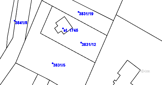 Parcela st. 3831/12 v KÚ Morávka, Katastrální mapa