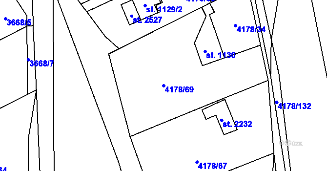 Parcela st. 4178/69 v KÚ Morávka, Katastrální mapa