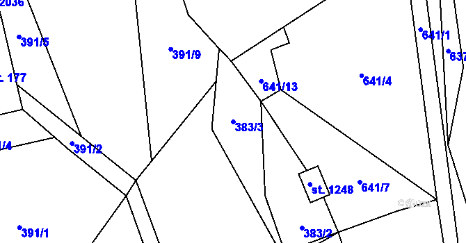 Parcela st. 383/3 v KÚ Morávka, Katastrální mapa