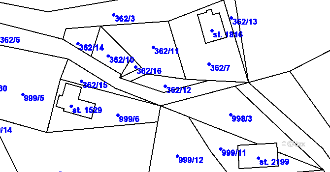 Parcela st. 362/12 v KÚ Morávka, Katastrální mapa