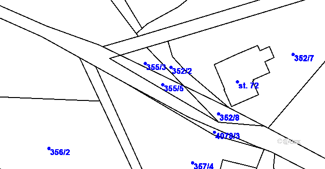 Parcela st. 355/5 v KÚ Morávka, Katastrální mapa