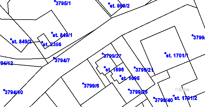 Parcela st. 3799/27 v KÚ Morávka, Katastrální mapa