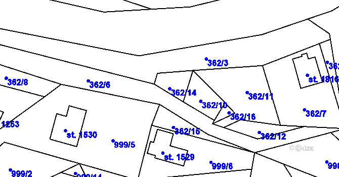 Parcela st. 362/14 v KÚ Morávka, Katastrální mapa