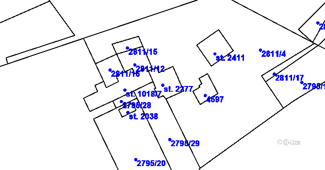 Parcela st. 2277 v KÚ Morávka, Katastrální mapa