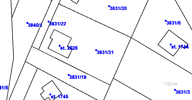 Parcela st. 3831/21 v KÚ Morávka, Katastrální mapa