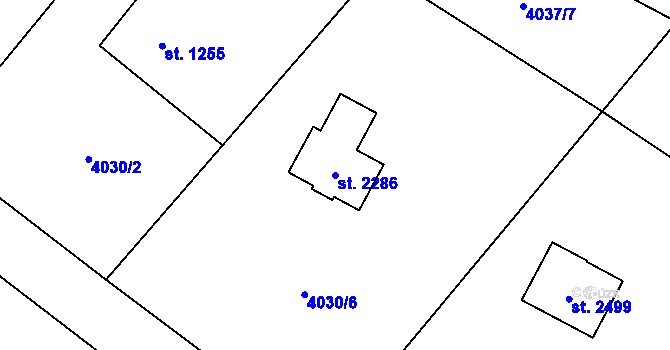 Parcela st. 2286 v KÚ Morávka, Katastrální mapa