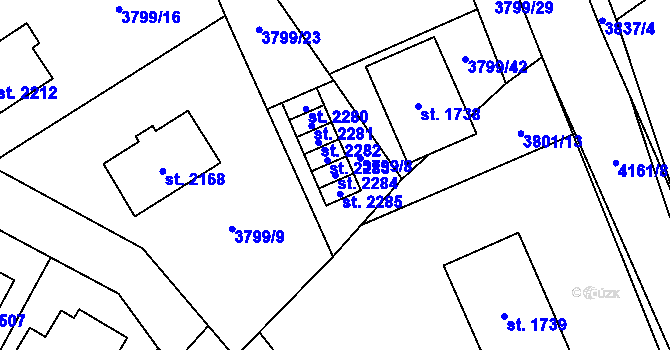 Parcela st. 2284 v KÚ Morávka, Katastrální mapa