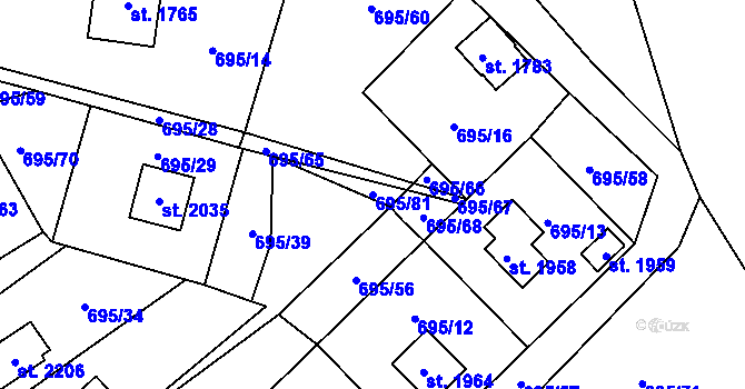Parcela st. 695/81 v KÚ Morávka, Katastrální mapa