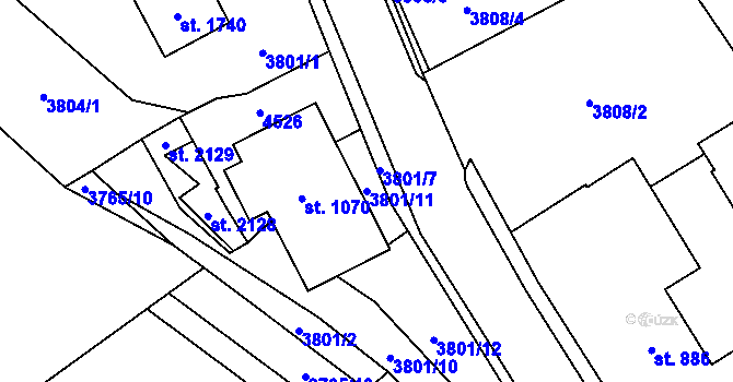Parcela st. 3801/11 v KÚ Morávka, Katastrální mapa