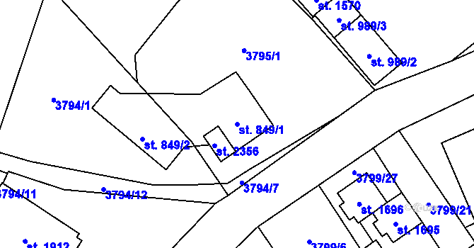 Parcela st. 849/1 v KÚ Morávka, Katastrální mapa
