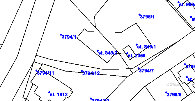 Parcela st. 849/2 v KÚ Morávka, Katastrální mapa