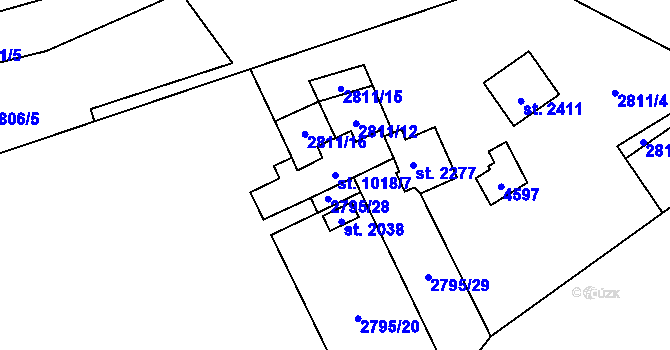Parcela st. 1018/7 v KÚ Morávka, Katastrální mapa