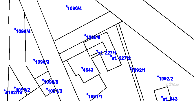 Parcela st. 227/1 v KÚ Morávka, Katastrální mapa