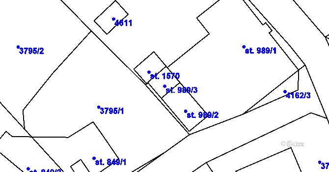 Parcela st. 989/3 v KÚ Morávka, Katastrální mapa