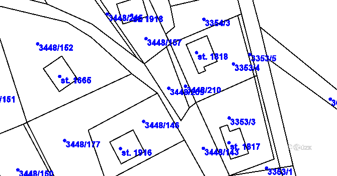 Parcela st. 3448/209 v KÚ Morávka, Katastrální mapa