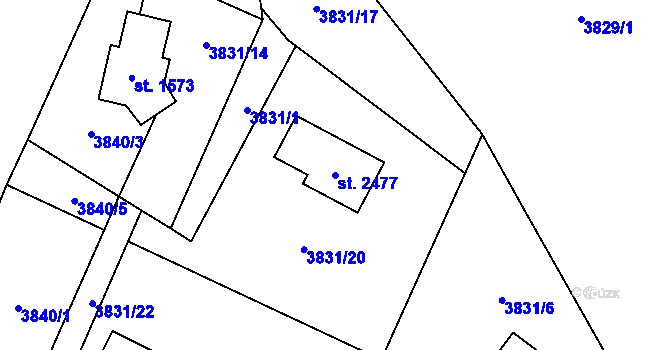 Parcela st. 2477 v KÚ Morávka, Katastrální mapa