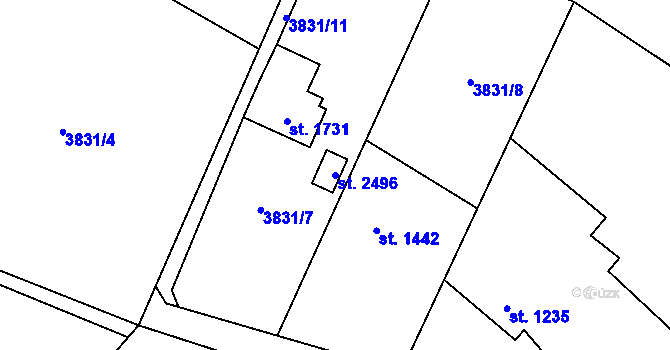 Parcela st. 2496 v KÚ Morávka, Katastrální mapa