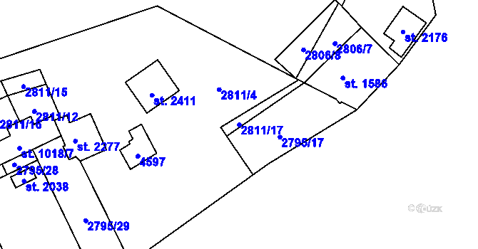 Parcela st. 2811/17 v KÚ Morávka, Katastrální mapa