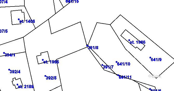 Parcela st. 391/8 v KÚ Morávka, Katastrální mapa