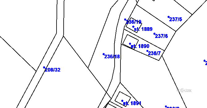 Parcela st. 236/18 v KÚ Morávka, Katastrální mapa