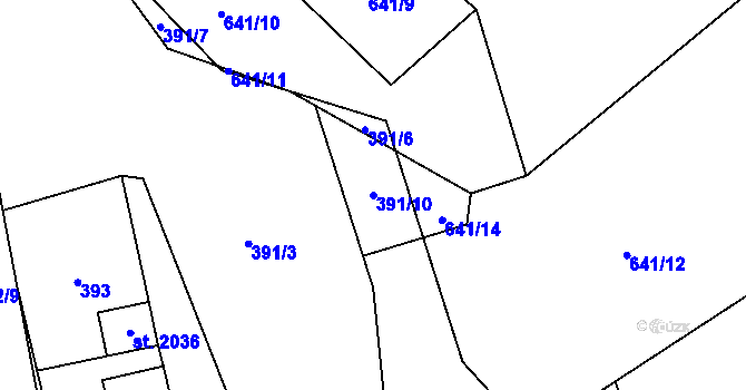 Parcela st. 391/10 v KÚ Morávka, Katastrální mapa