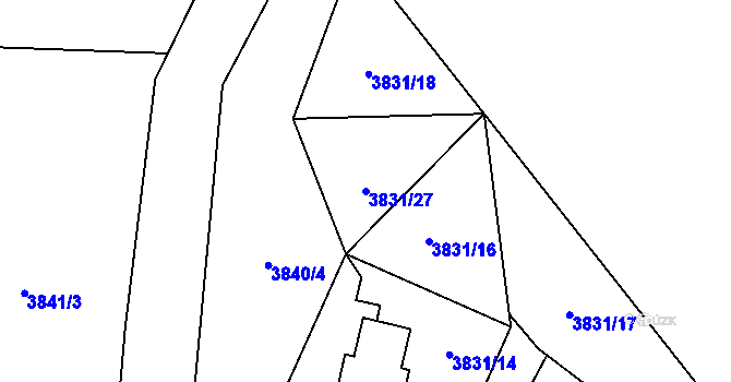 Parcela st. 3831/27 v KÚ Morávka, Katastrální mapa
