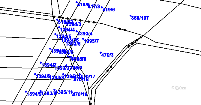 Parcela st. 470/3 v KÚ Moravská Huzová, Katastrální mapa