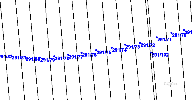 Parcela st. 291/75 v KÚ Moravská Huzová, Katastrální mapa
