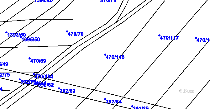 Parcela st. 470/116 v KÚ Moravská Huzová, Katastrální mapa
