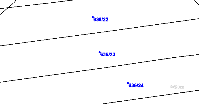 Parcela st. 636/23 v KÚ Moravská Huzová, Katastrální mapa