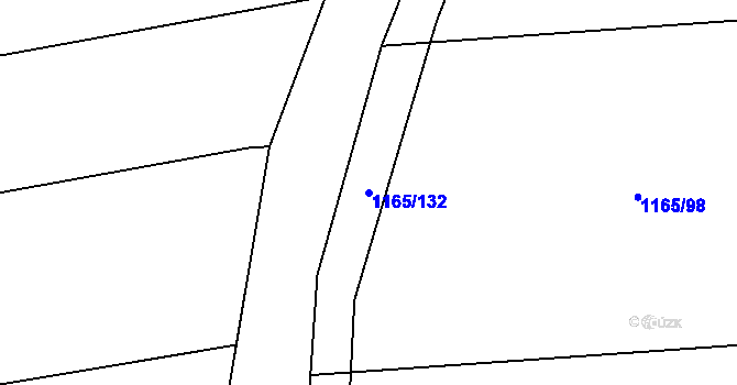 Parcela st. 1165/132 v KÚ Moravská Huzová, Katastrální mapa