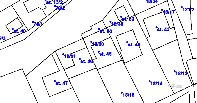 Parcela st. 45 v KÚ Chrastová Lhota, Katastrální mapa