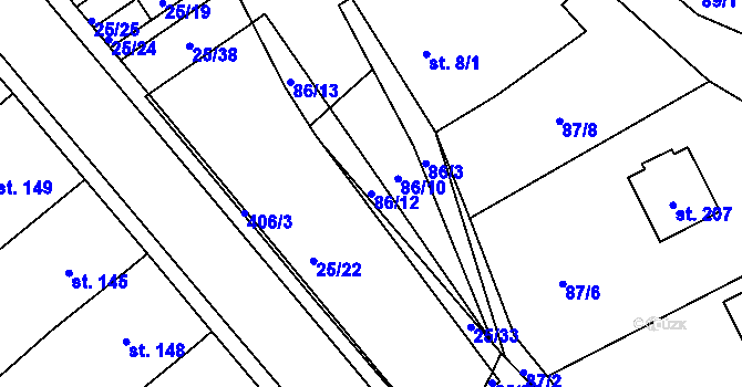 Parcela st. 86/12 v KÚ Moravská Chrastová, Katastrální mapa
