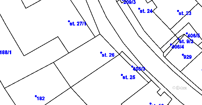Parcela st. 26 v KÚ Moravská Chrastová, Katastrální mapa