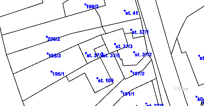 Parcela st. 37/5 v KÚ Moravská Chrastová, Katastrální mapa