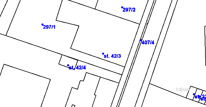 Parcela st. 42/3 v KÚ Moravská Chrastová, Katastrální mapa