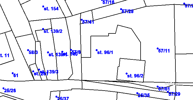 Parcela st. 96/1 v KÚ Moravská Chrastová, Katastrální mapa