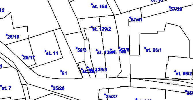 Parcela st. 139/1 v KÚ Moravská Chrastová, Katastrální mapa