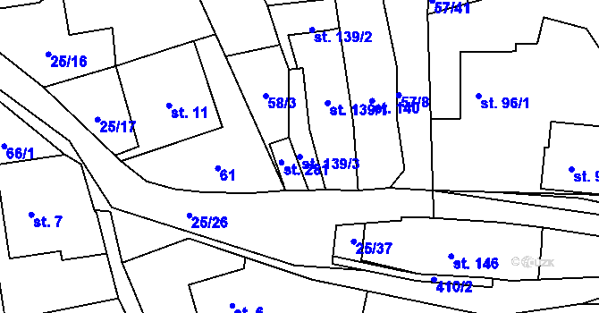 Parcela st. 139/3 v KÚ Moravská Chrastová, Katastrální mapa