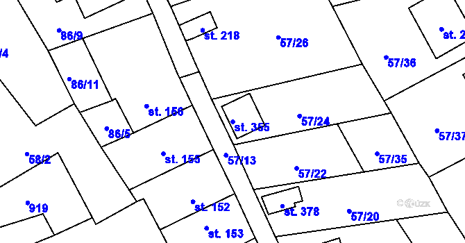 Parcela st. 355 v KÚ Moravská Chrastová, Katastrální mapa