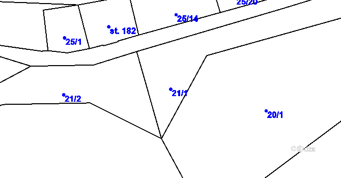 Parcela st. 21/1 v KÚ Moravská Chrastová, Katastrální mapa