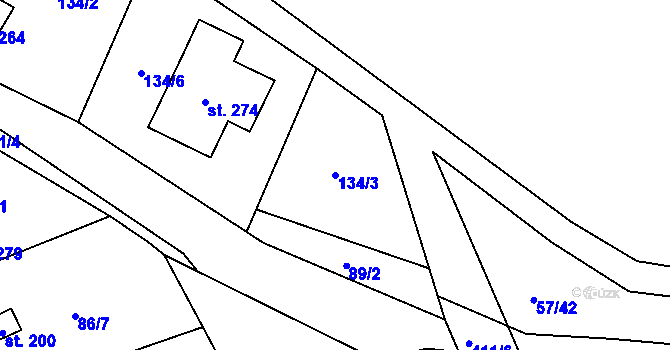Parcela st. 134/3 v KÚ Moravská Chrastová, Katastrální mapa