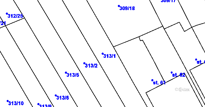 Parcela st. 313/1 v KÚ Moravská Chrastová, Katastrální mapa