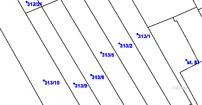 Parcela st. 313/5 v KÚ Moravská Chrastová, Katastrální mapa